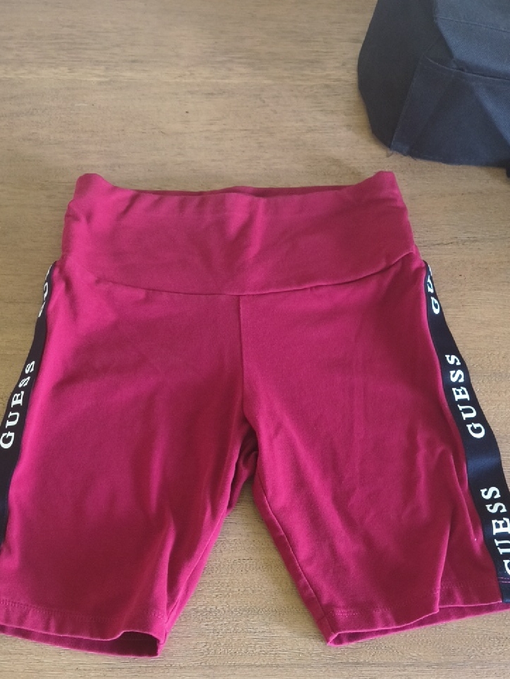 GUESS Girls Wine Red Logo Tape Bike Shorts